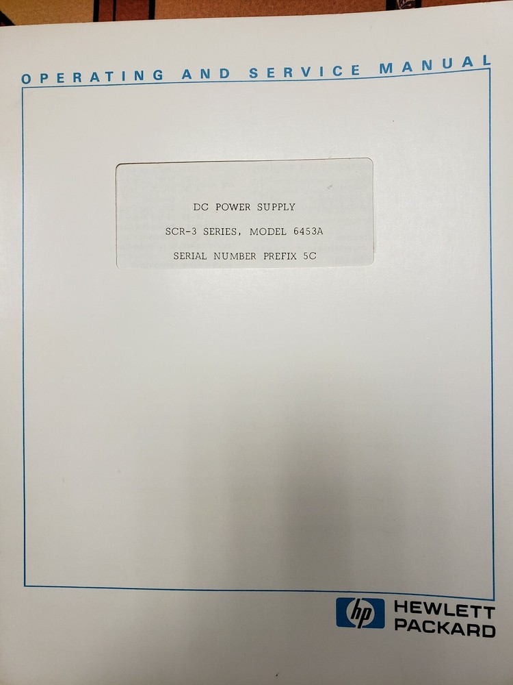 Hp Dc Power Supply Model 6453a Manual