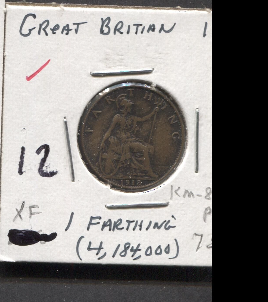 1913-Great Britian -XF/ Farthing
