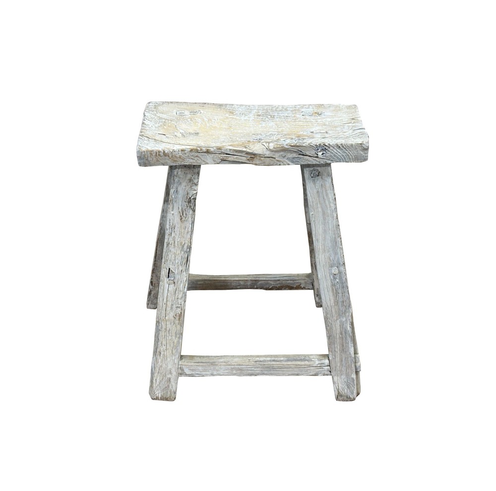 Rustic Raw Rough Wood Grain Rectangle Slim Stool Bench Side Table ws4584