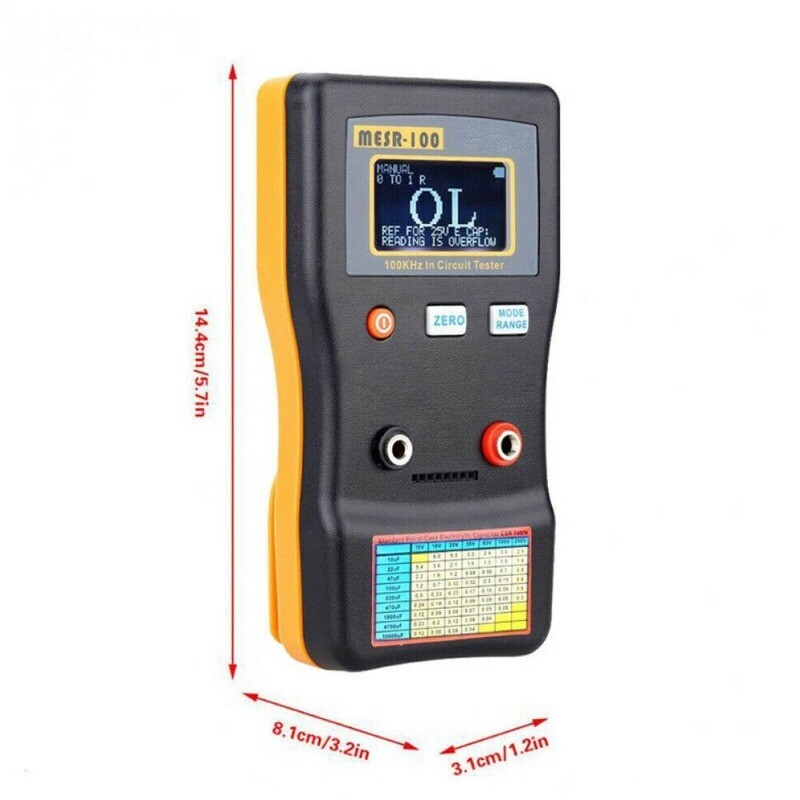 Digital LCD Display V2 ESR/LOW Ohm Meter in Circuit Capacitance Test MESR-100