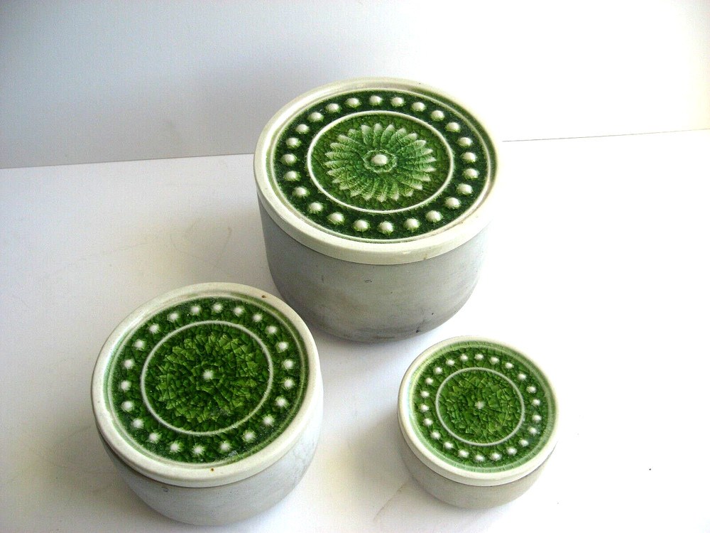 SET OF THREE CEMENT CANISTERS