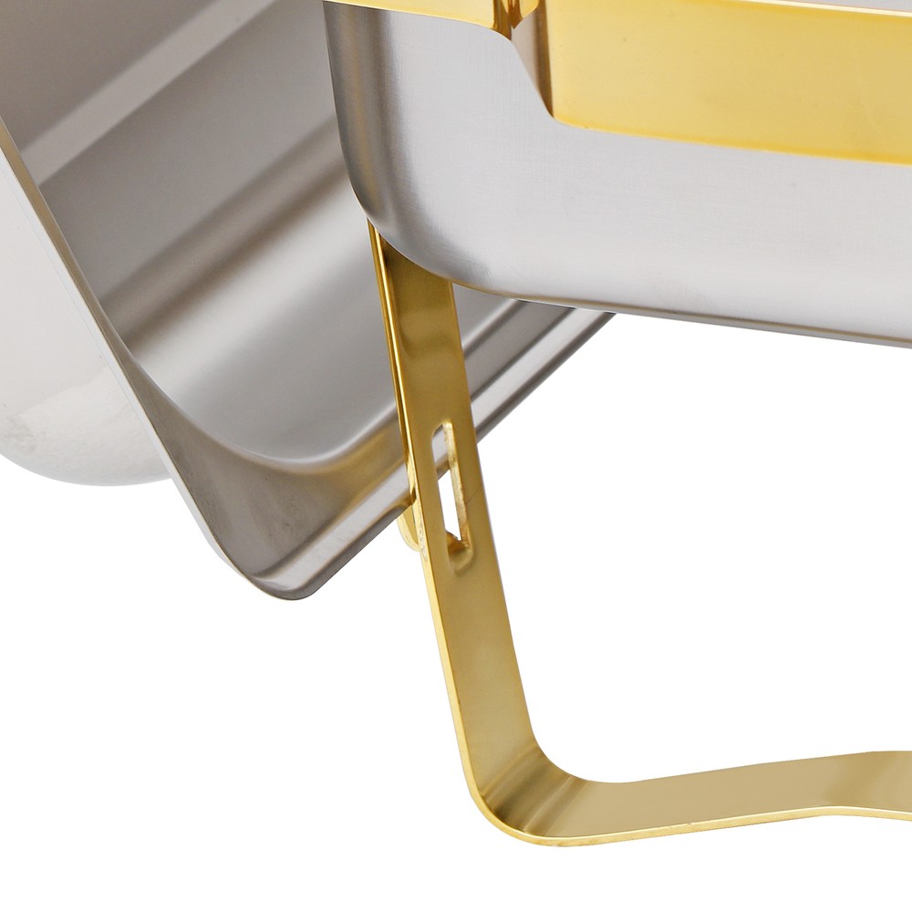 4X Rectangular Chafing Dish Buffet Set Elegant Gold and Silver with Complete Set