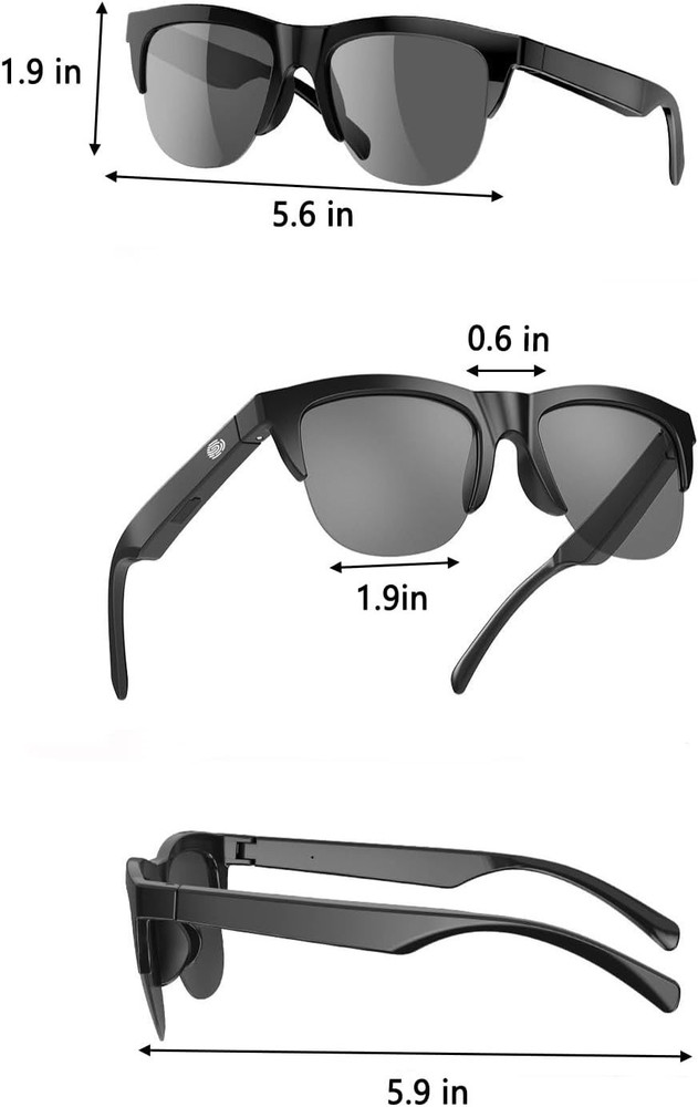 Sleek Open Ear Bluetooth Sunglasses with Touch Control - UV Protection