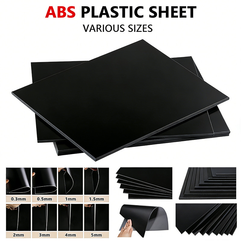 Black ABS Styrene Plastic Sheet 0.5-30mm Thick Smooth DIY Model Craft All Sizes