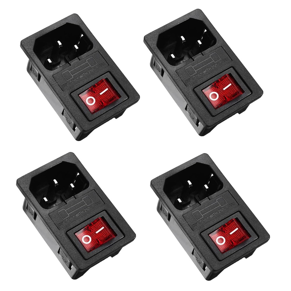 4 Sets IEC320 C14 Inlet Module Connector Fuse Switch Male Power Socket