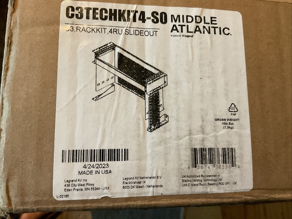 Middle Atlantic C3 Series Techkit4-SO Slide Out Rack-Mount Brand New