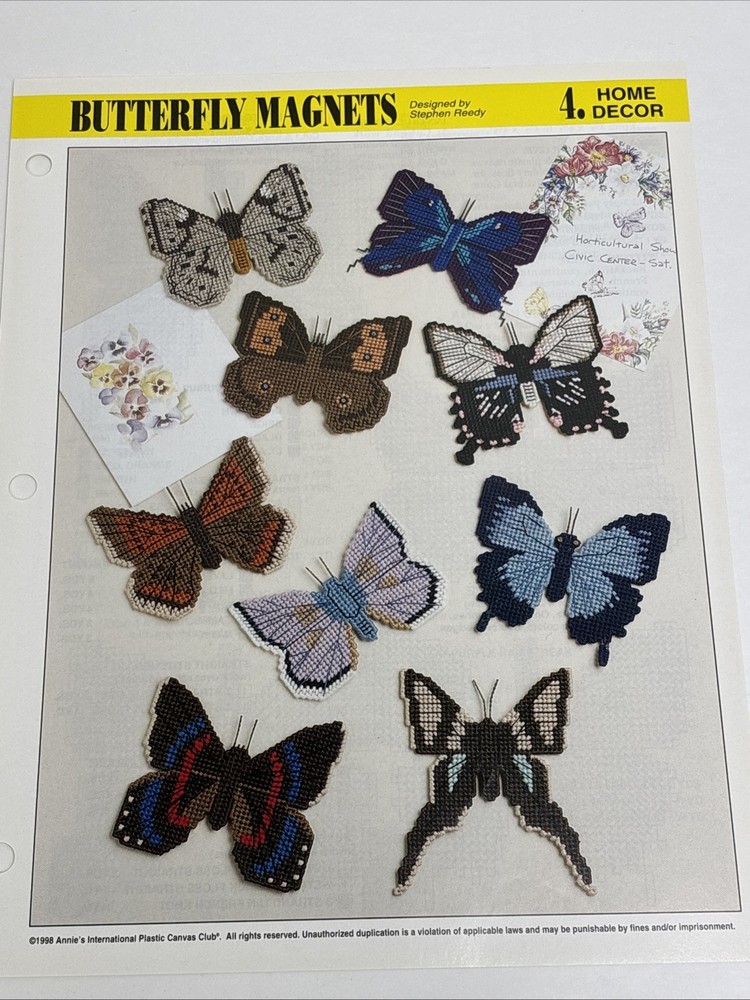 Butterfly Magnets Annie's Attic Plastic Canvas Pattern Page