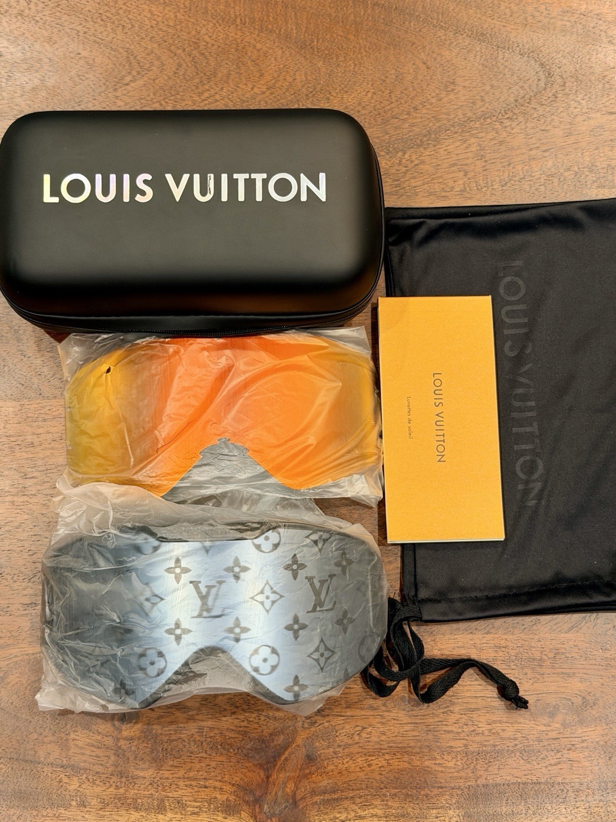 Louis Vuitton Snowboard Ski Mask Goggles - Black Frame with Case & Lenses - NWOT