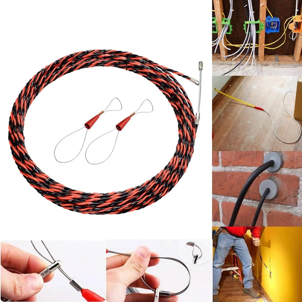 Fish Tape Wire Puller Through Wall Wire Threader OD 6mm Plus Fish Cable Faste...