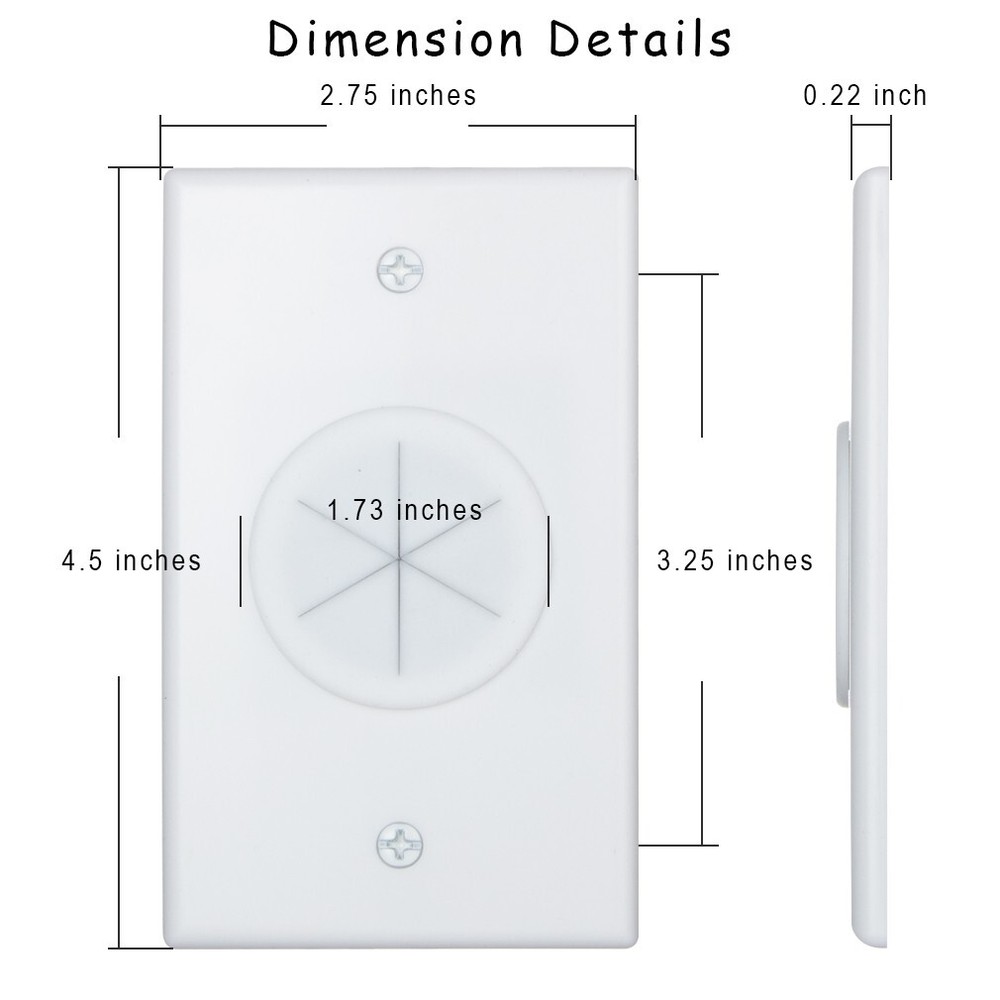 Cable Wall Plate with Low Voltage Mounting Bracket Round Silicone Pass 5 Pack