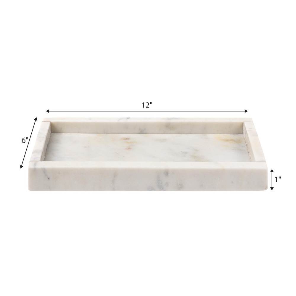 TRY4001B Luxe Stone 12" x 6" Classic Minimalist Rectangular Marble Bathroom C...