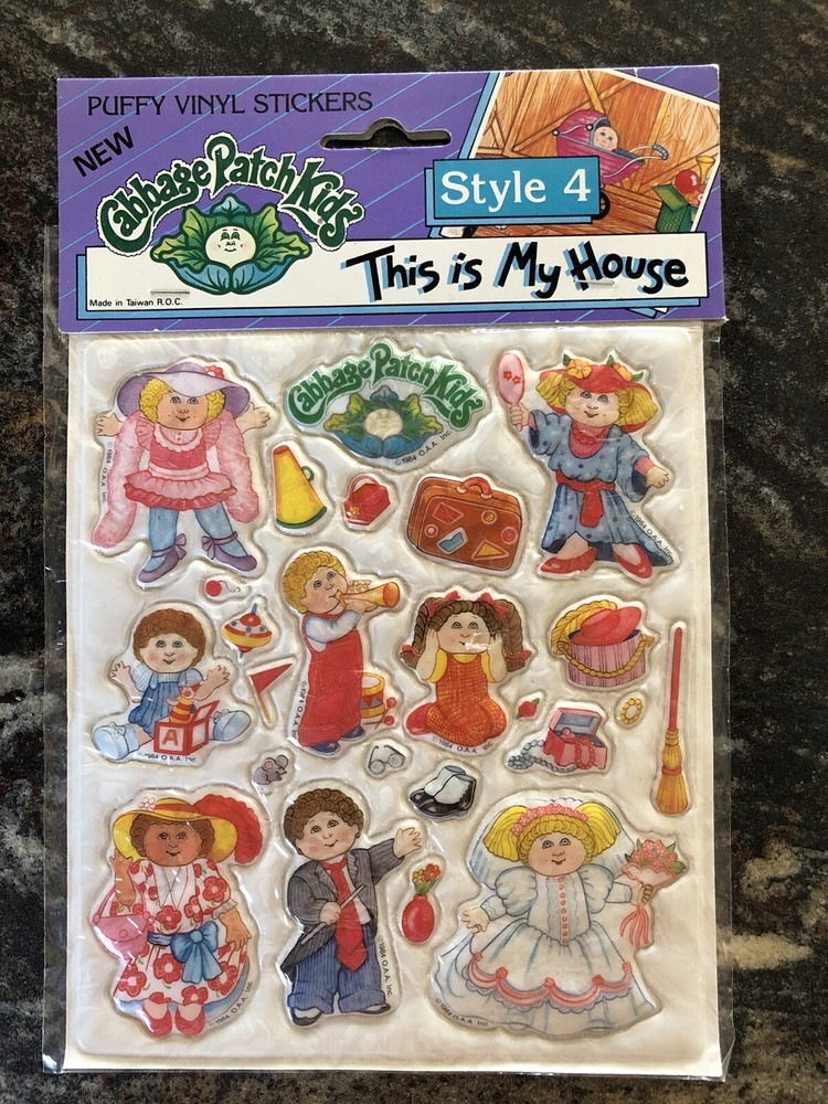 Vintage Cabbage Patch Puffy Stickers NOS