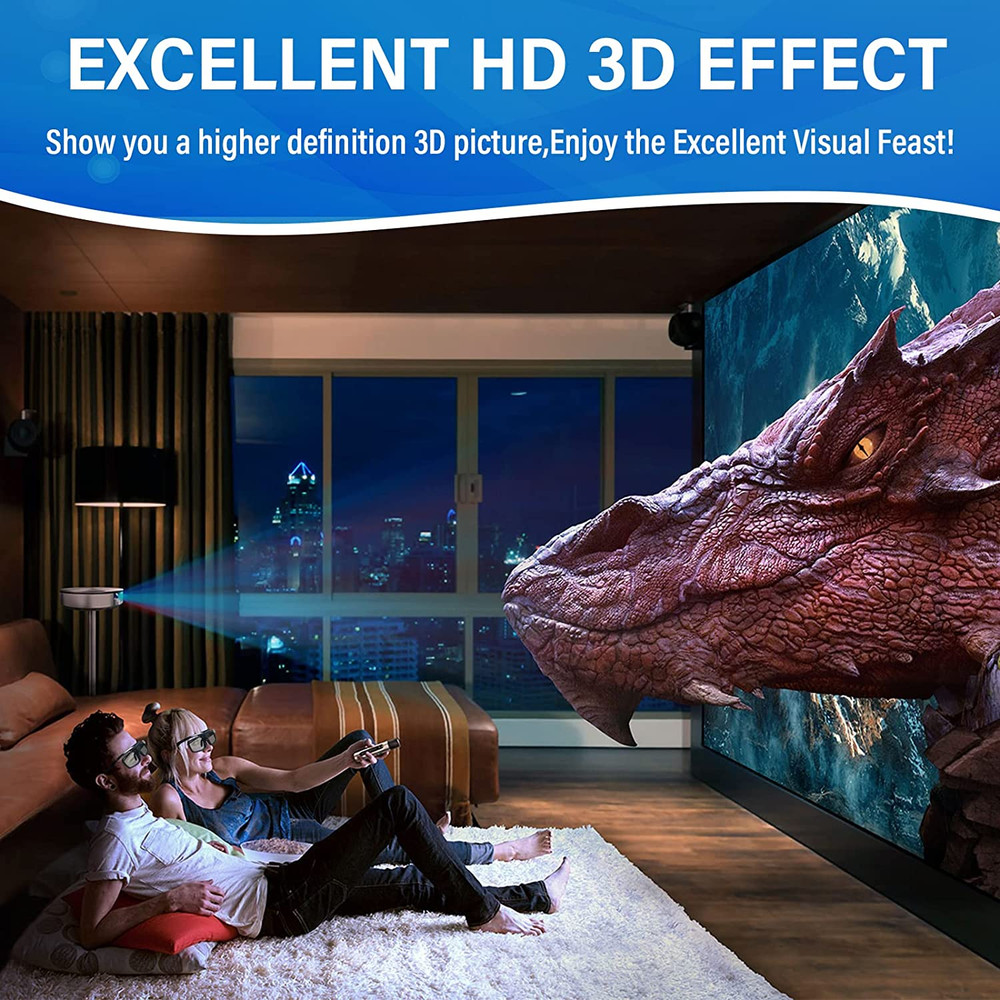 3D Glasses, Active Shutter Rechargeable Eyewear for 3D Dlp-Link Projectors Cocar