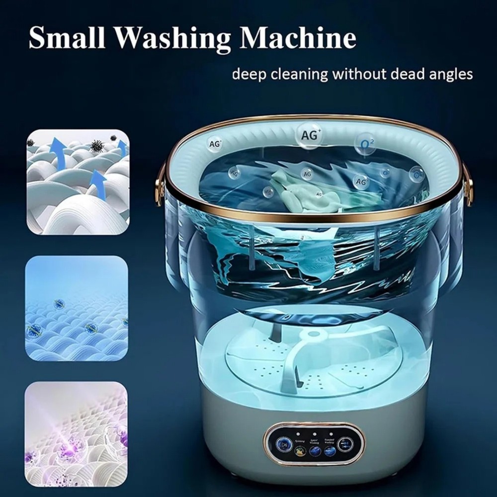 13L Portable Folding Mini Washing Machine w/Spin-Dry, Compact for Small Spaces