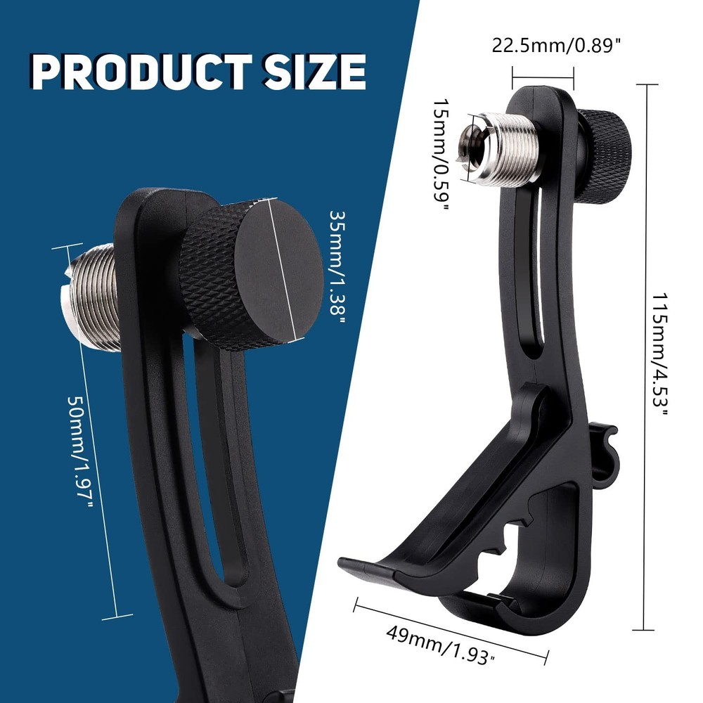 2PCS Drum Microphone Clip, Adjustable Mic Mount Clamp Holder Mic Securing Cli...