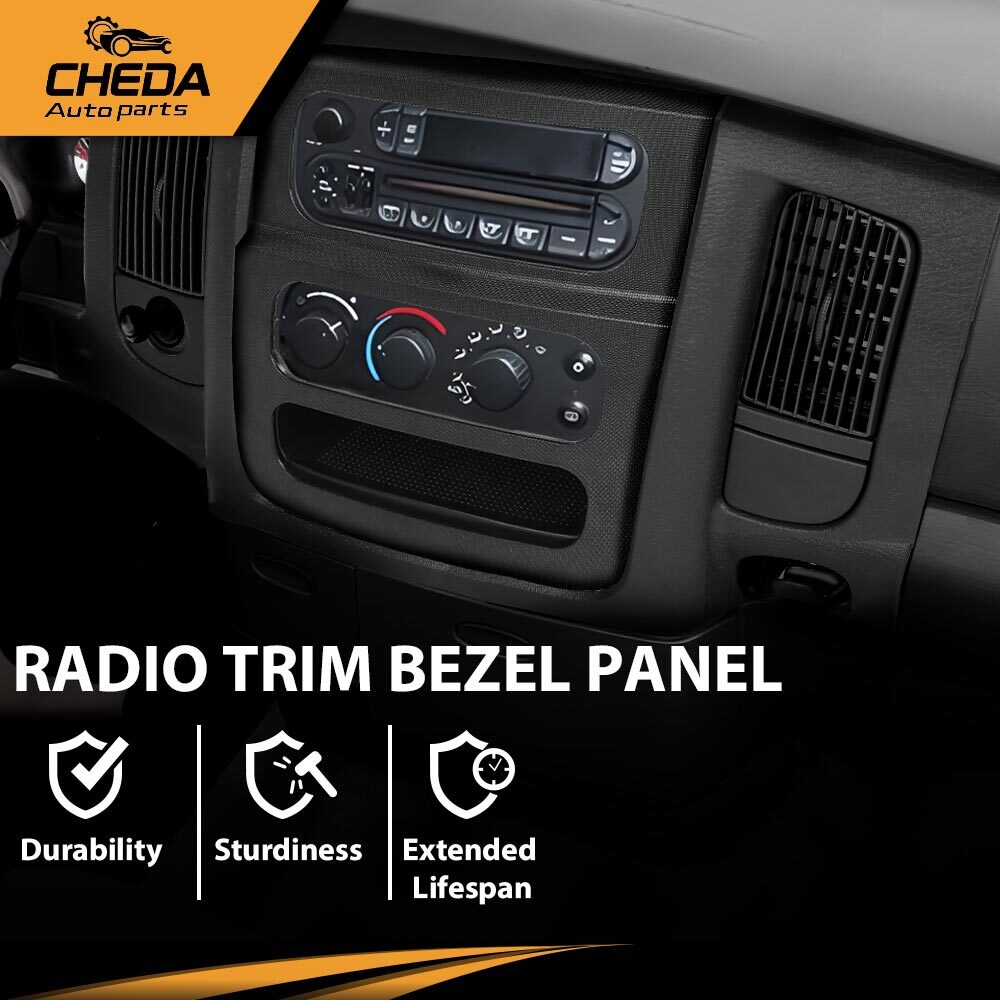 Fit For 02-05 Dodge Ram 1500 2500 Dash Radio Bezel Climate Trim Panel Vent Black