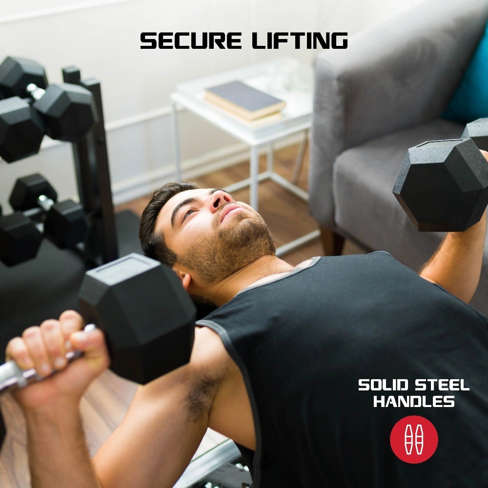 30lbs Dumbbell – Solid Steel Handle, Durable Rubber Coating