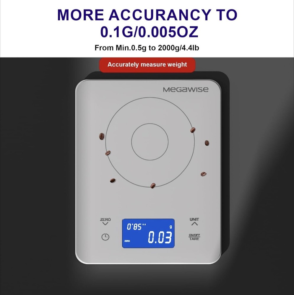 High Precision Coffee Scale With Timer Battery Power Supply Waterproof Tempered