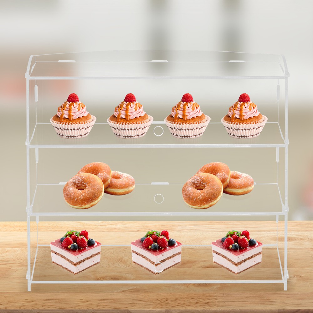 3 Layer Acrylic Display Case Bakery Retail Display Counter Cabinet Showcase