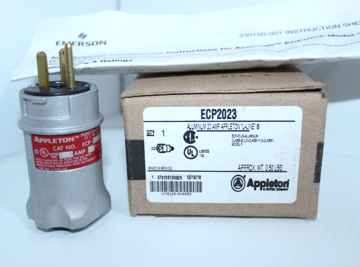 ⭐NEW IN BOX⭐ APPLETON ECP2023 20-Amp Hazardous Location Plug 20A 125Vac 2P 3W