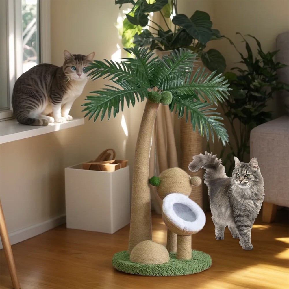 Coconut Tree Cat Claw Sharpener Interactive for Small Medium Cats