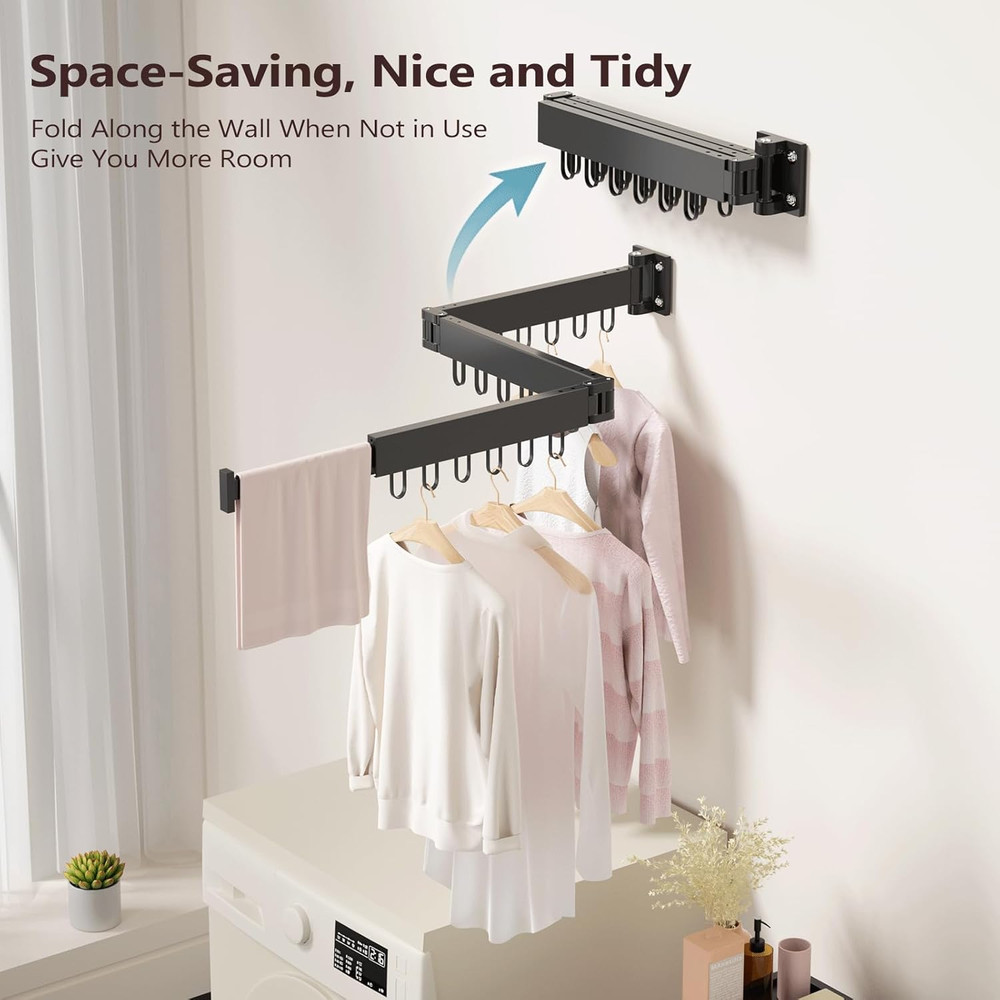 Clothes Drying Rack Wall Mounted, Laundry Drying Rack Collapsible, Space Saving