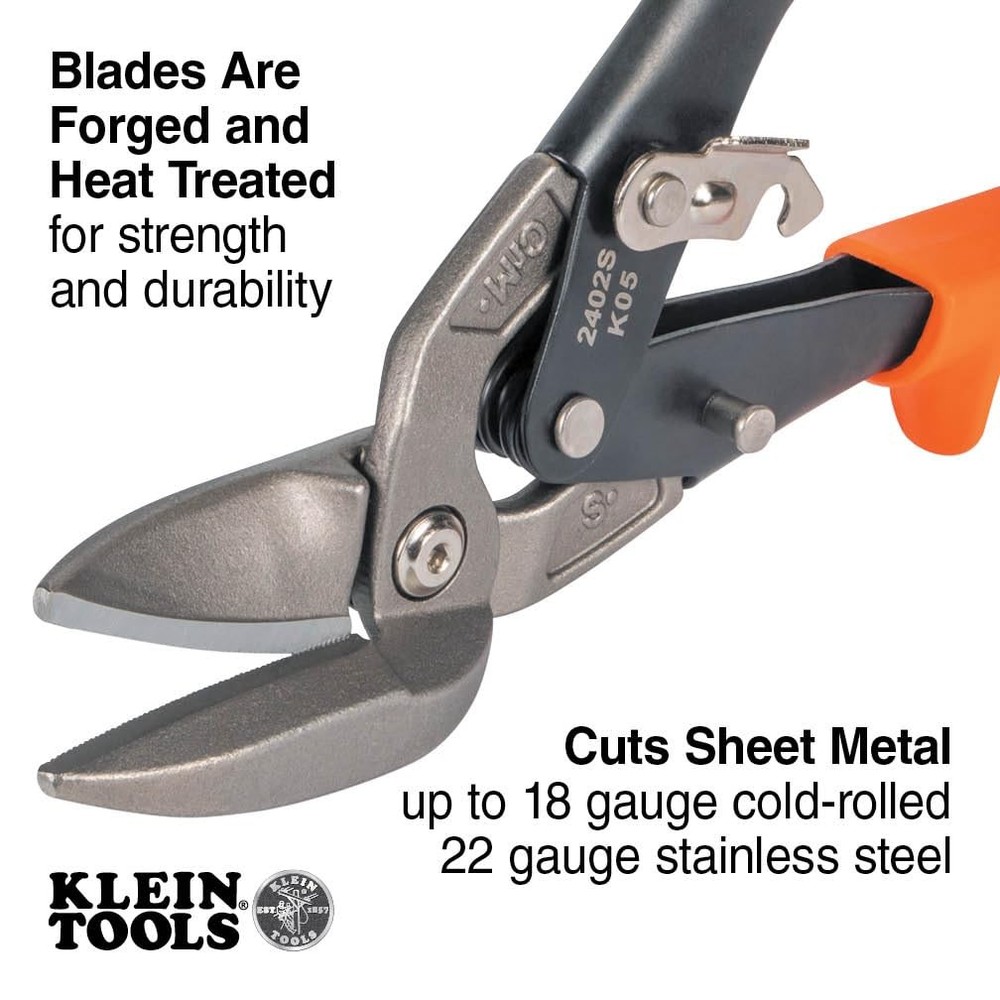 Klein Tools 2402S StraightCutting Offset Snips, Aviation Tin Snips with Forge...