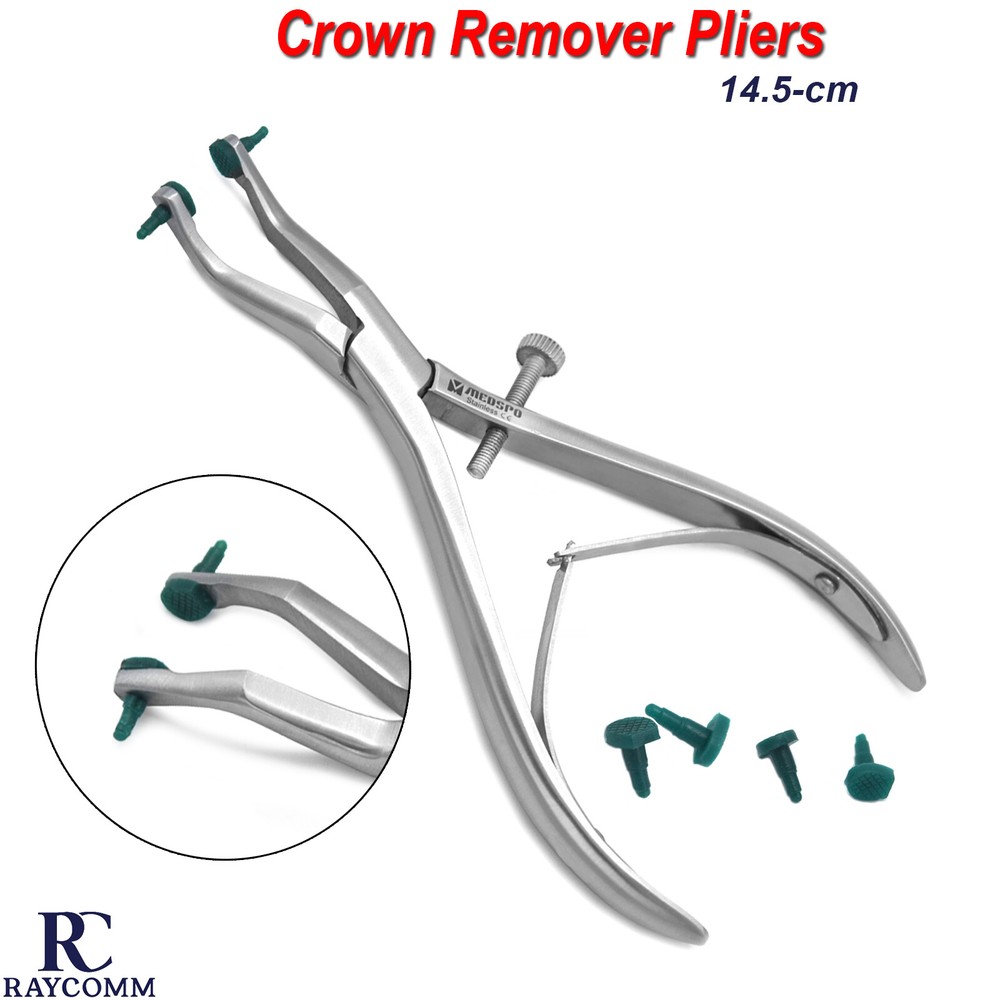 Dental Crown Remover Gripper Pliers Angled With Replaceable Silicone Tips Tools