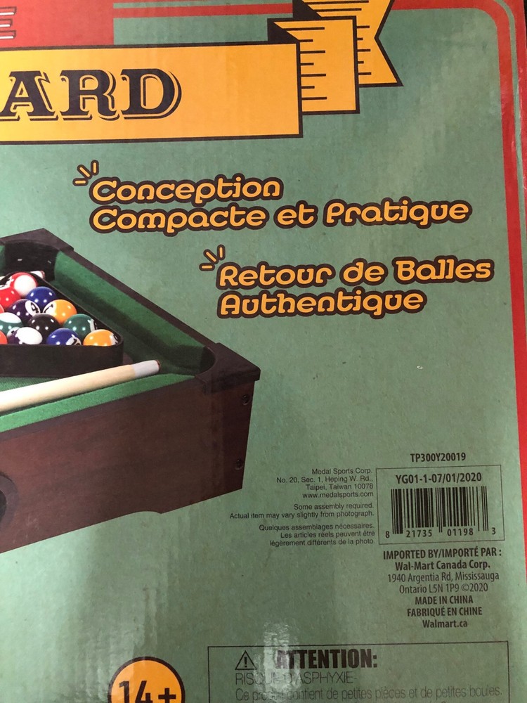 Mini Tabletop Billiard Pool Table - Barrington - with Cues and Chalk