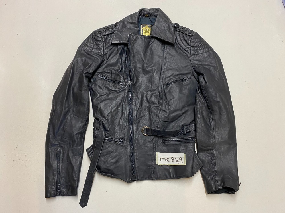 Vintage Leather Motorcycle Jacket Black Label 46 Armpit/armpit 18" (mc849)