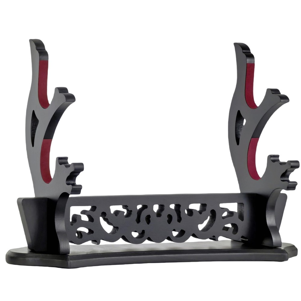 FLURSAILE Sword Stand Hollow Pattern Rack, Katana Wands Black
