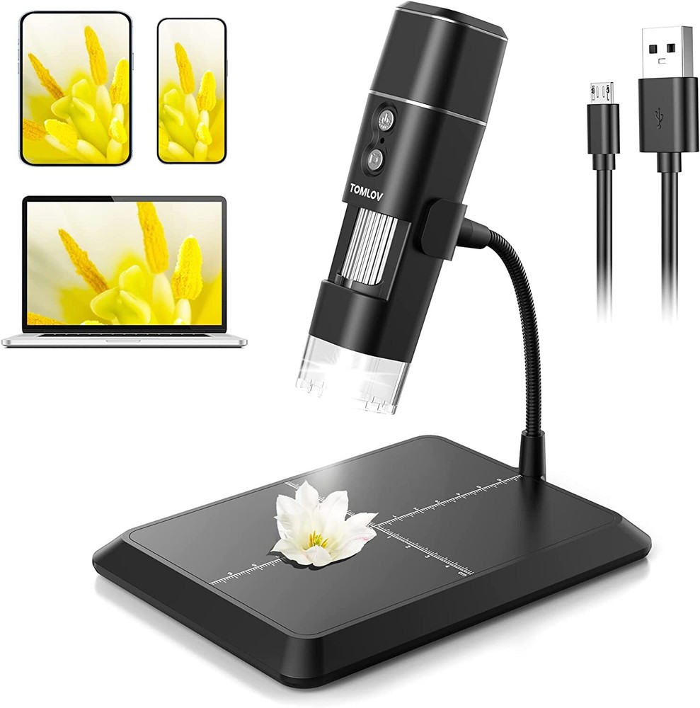 TOMLOV DM1 WiFi Wireless Digital Microscope 1000X 1080P HD USB Coin Microscope