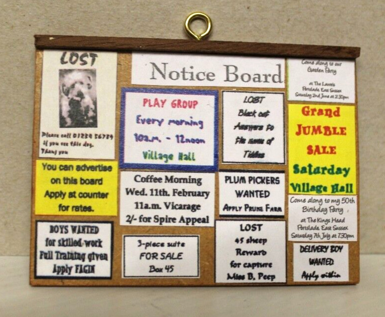 DOLLS HOUSE MINIATURE  (  Notice Board