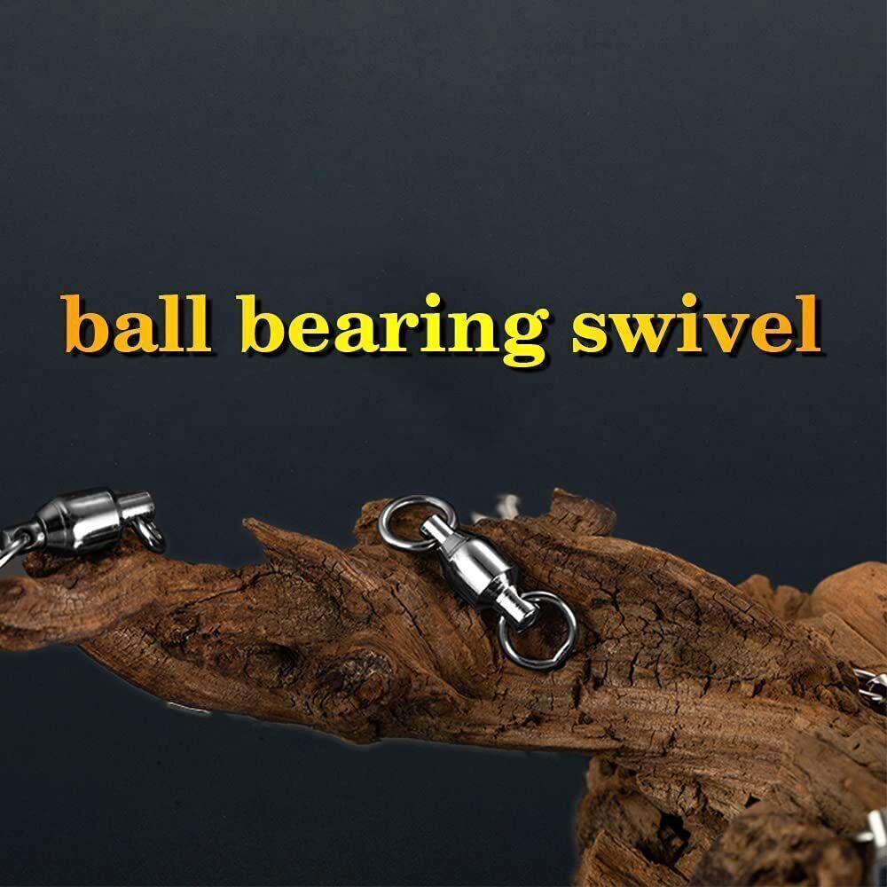 Black Fishing Ball Bearing Swivel Solid Rings Stainless 0/1/2/3/4/5/6/7/8/9/10#