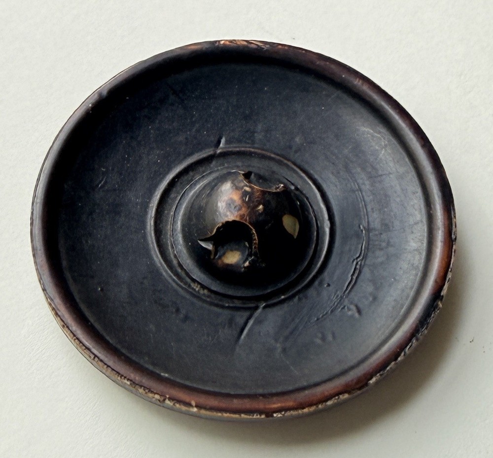 Large 1930S One Piece Celluloid Wafer Button With A Train Engine