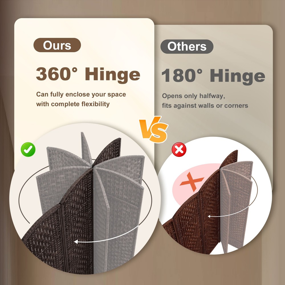 4 Panel Folding Privacy Screen, 70.9" Partition Wall Divider, Coffee