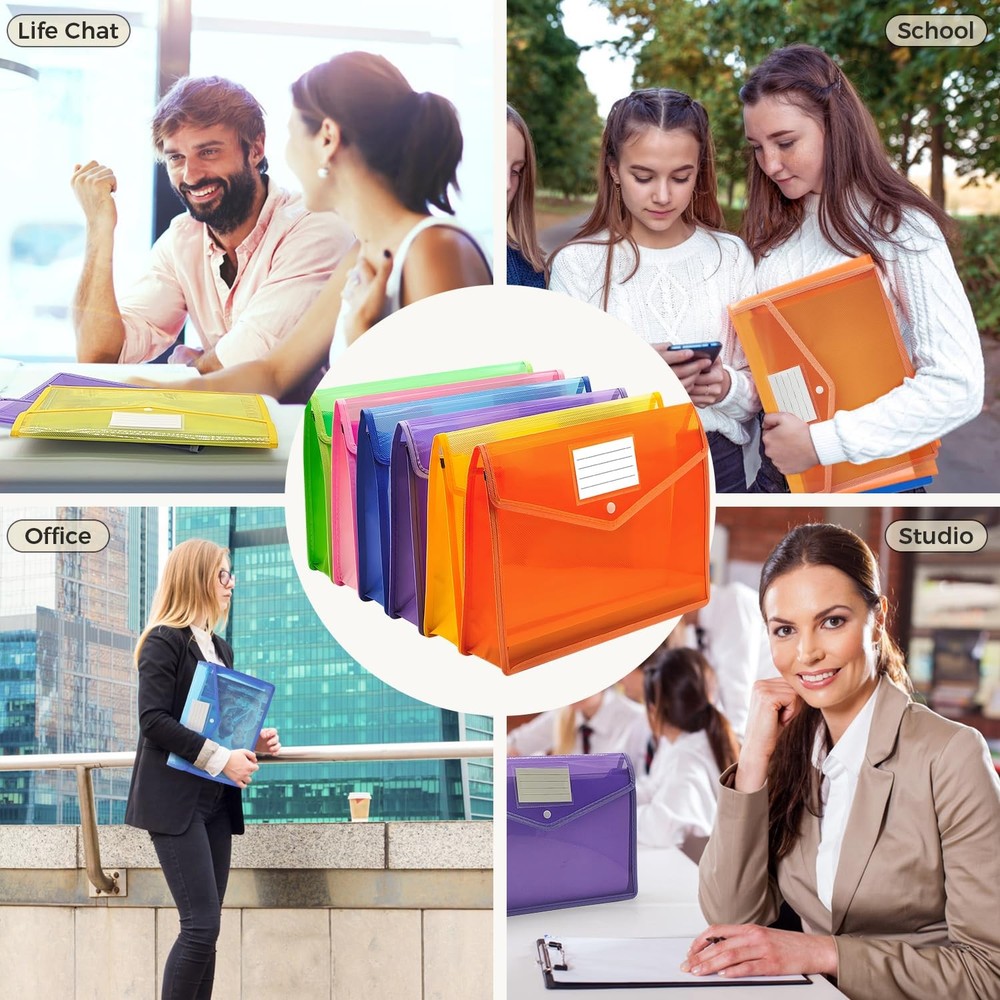 Plastic Expanding File Folder, Envelope Folders for Documents, Waterproof Tra...