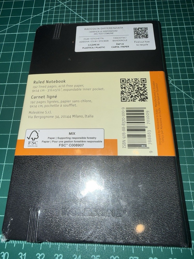 Notebook Pocket (A6) Softcover, 121 Numbered Pages, Plain, Black