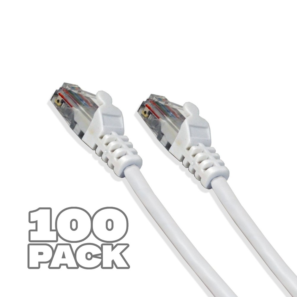100 Pack - 2ft Cat5e Cable Ethernet LAN Network RJ45 Patch Cord Internet White