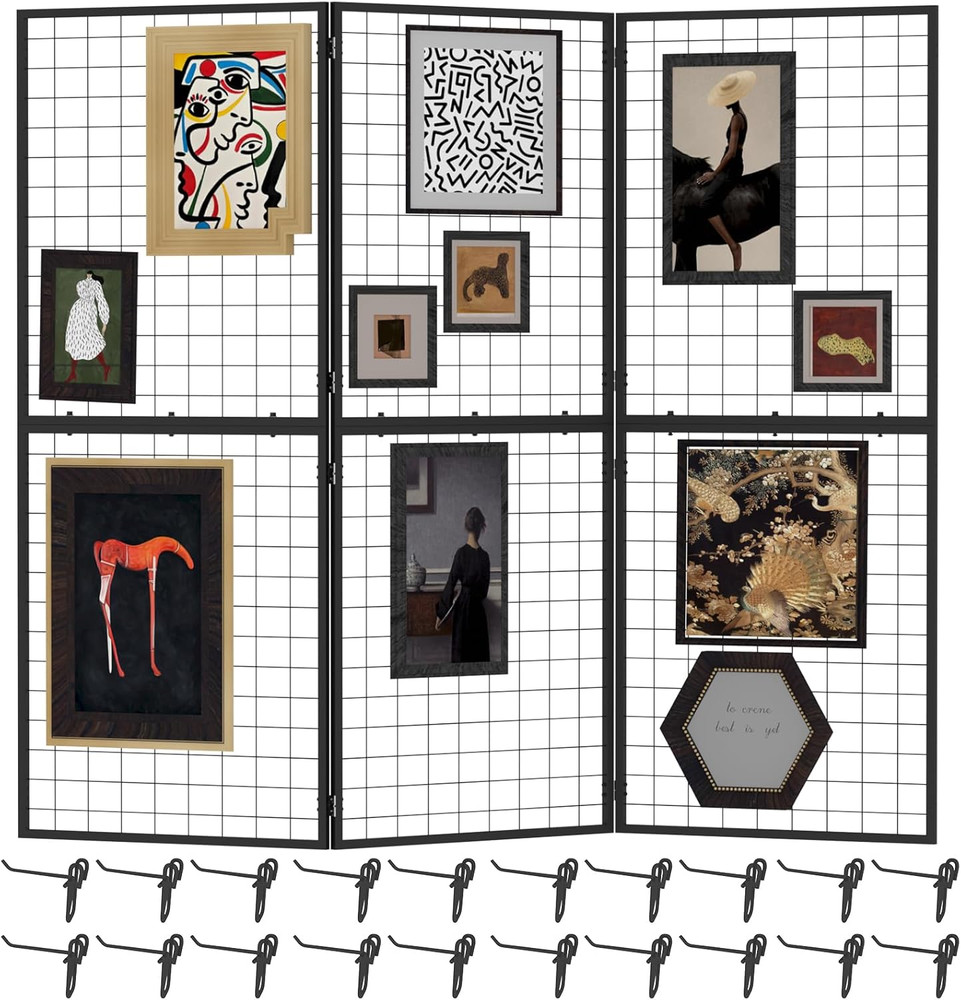 Foldable Grid Wall Panel 3PCS - Portable Heavy Duty Gridwall Display Rack with D