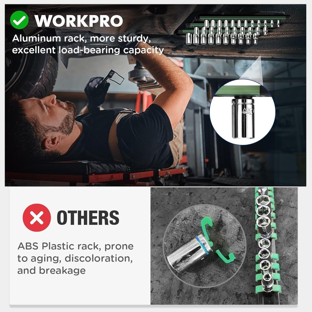 Magnetic Socket Storage Solution - 1/4-Inch Drive Organizer with Rotatable Clips