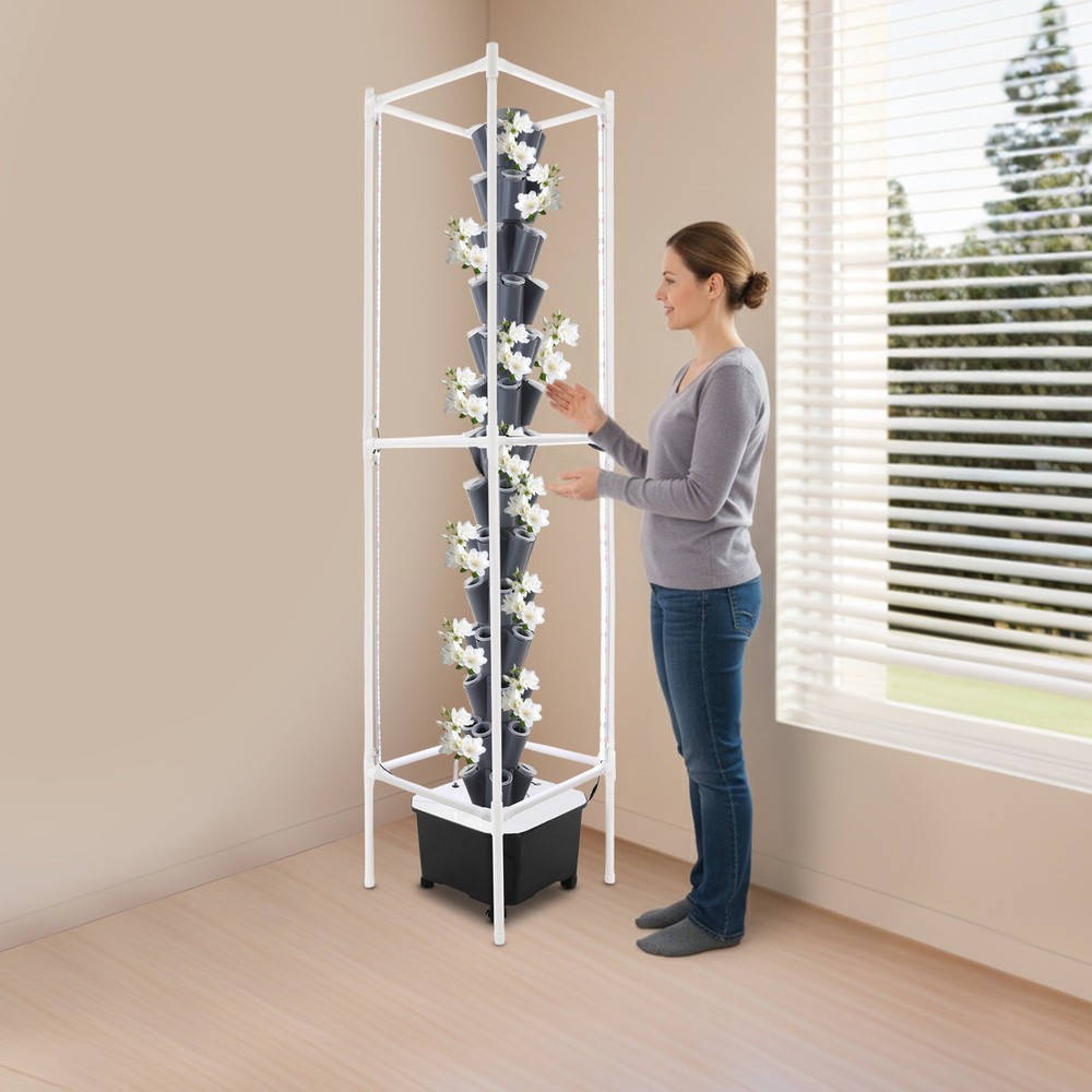 Vertical 70-Pots Hydroponics Tower w/Light Hydroponic Growing System Gardening