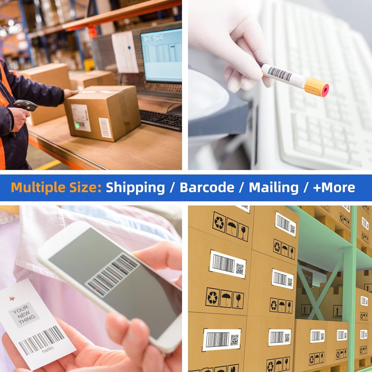 2"x1" Direct Thermal UPC Barcode FBA Labels 1300/Roll for Zebra & Rollo Printers