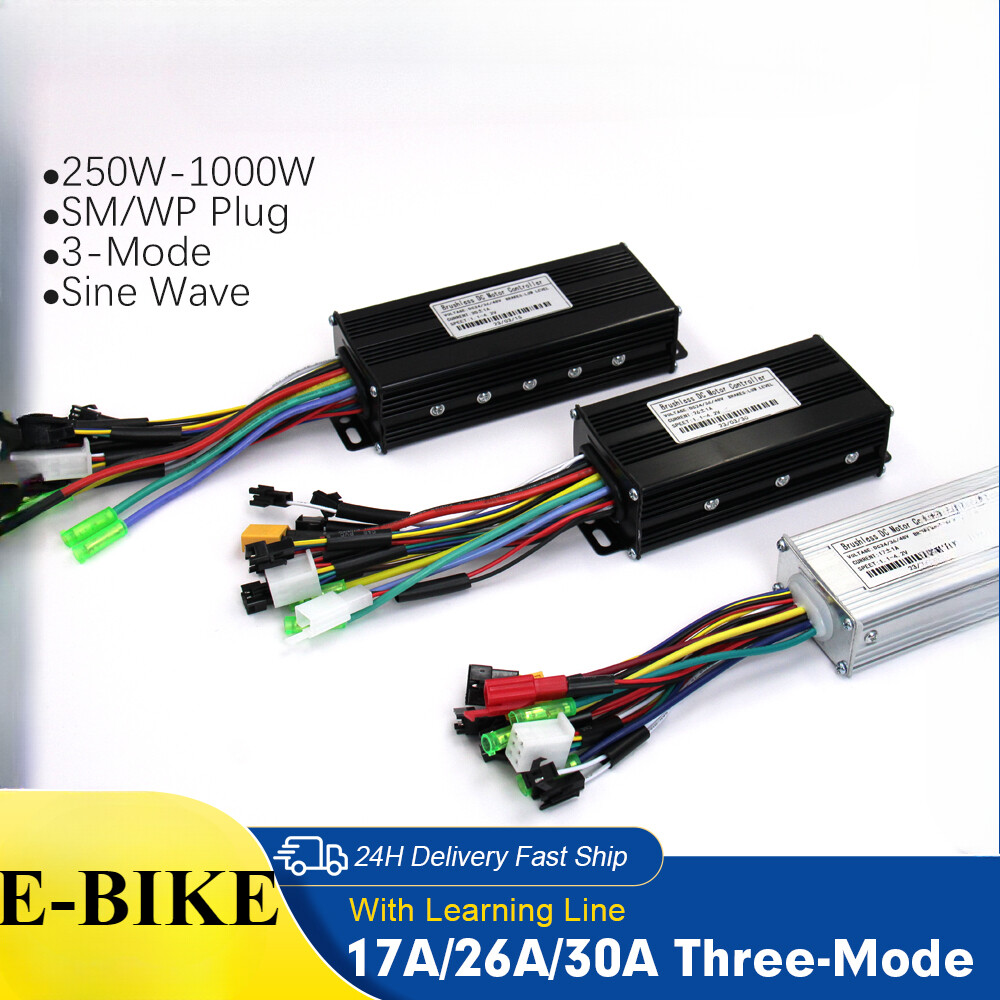 Ebike Three-Mode Sinawave Controller 24/36/48V17A 26A 30A with Learning Function