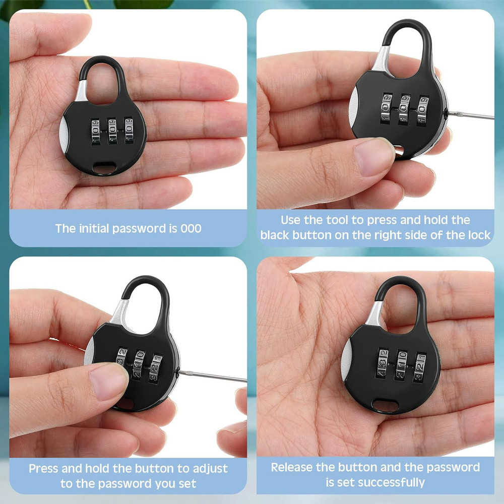 10 Pcs 3 Digit Combinations Padlock Safe Cipher Lock Mini Combination Resettable