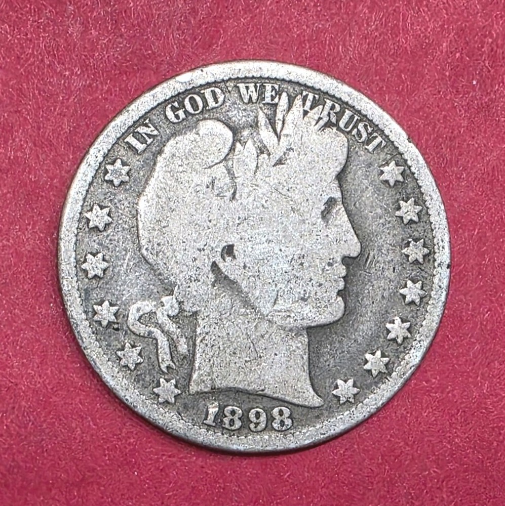 1898 Barber Half Dollar, Die Gouges On Reverse. G04 Condition