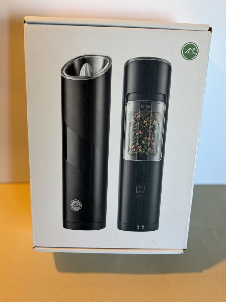 New GatGrinder Elect. Gravity Salt & Pepper Grinder Mill Set LED Auto Adjustable