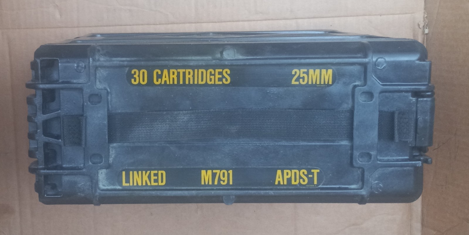 Military Ammo Box Heavy Black Pelican Plastic 25mm Linked 30 Cartridges Empty