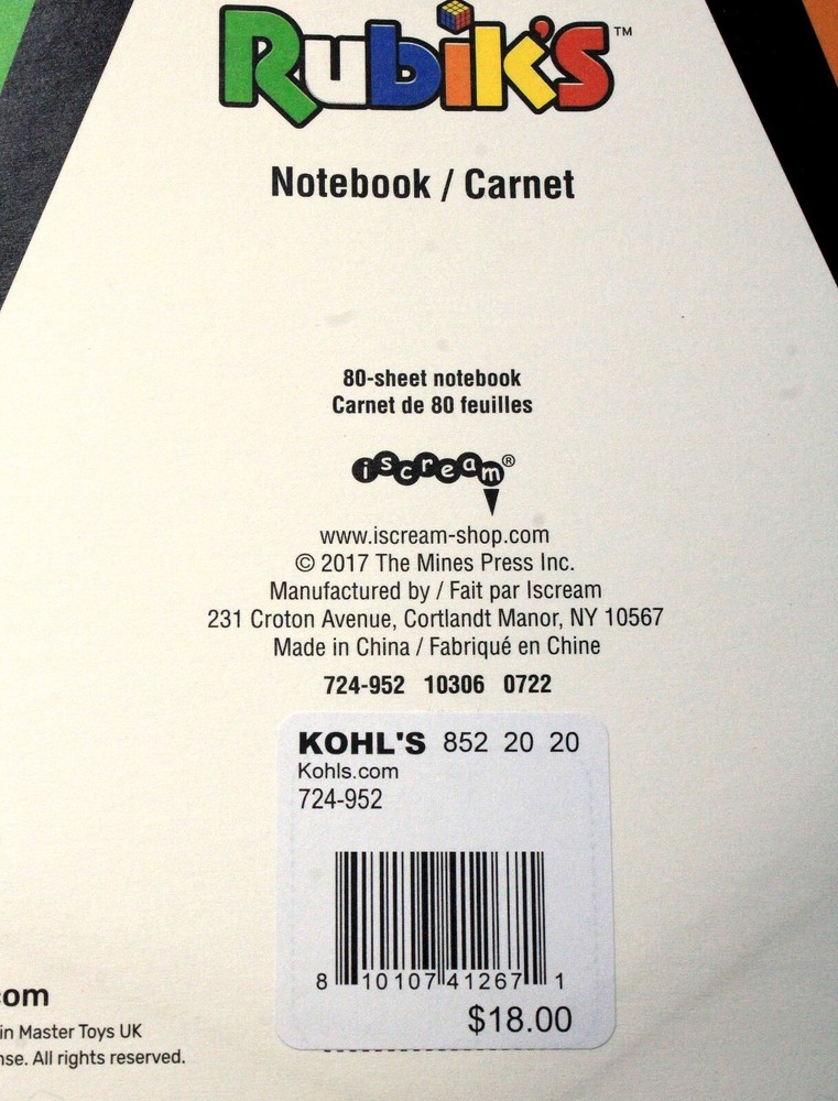 Rubik's Cube Shaped Notebook Notepad by Spin Master - 80 Sheet - BNIP