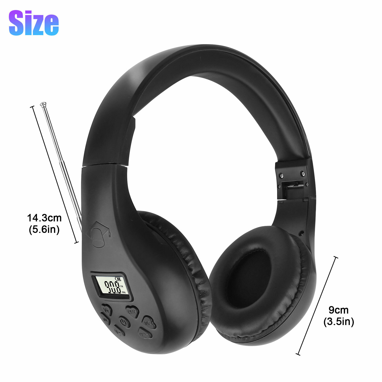 Foldable FM Radio Reception Headphone Stereo Bass Sound Noise Reduction Headset